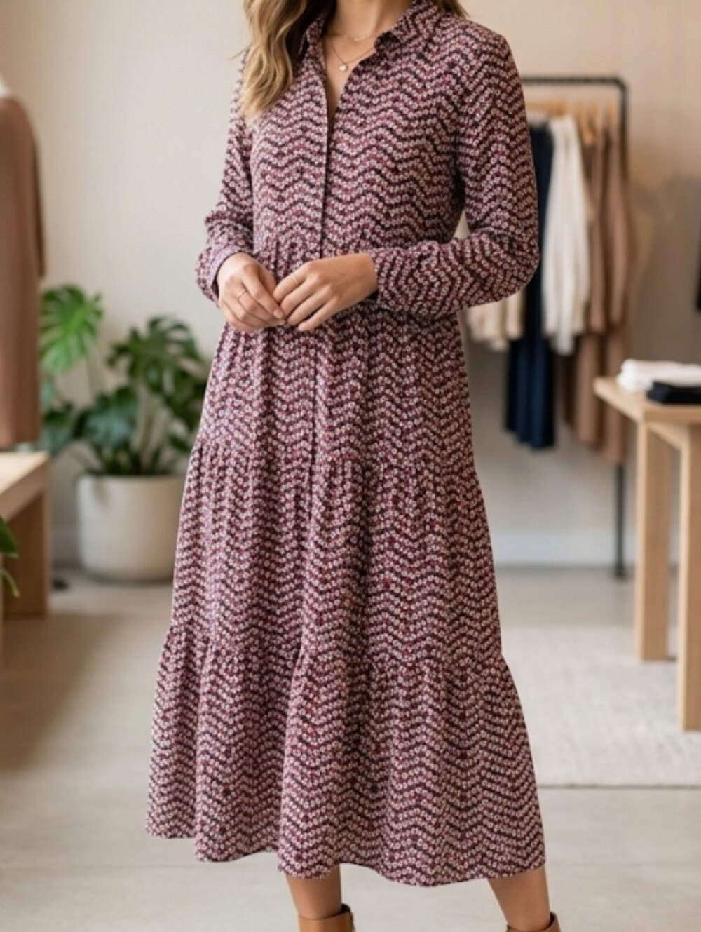 ZARA Brand Floral Tiered Maxi Dress Boho Prairie Size S
